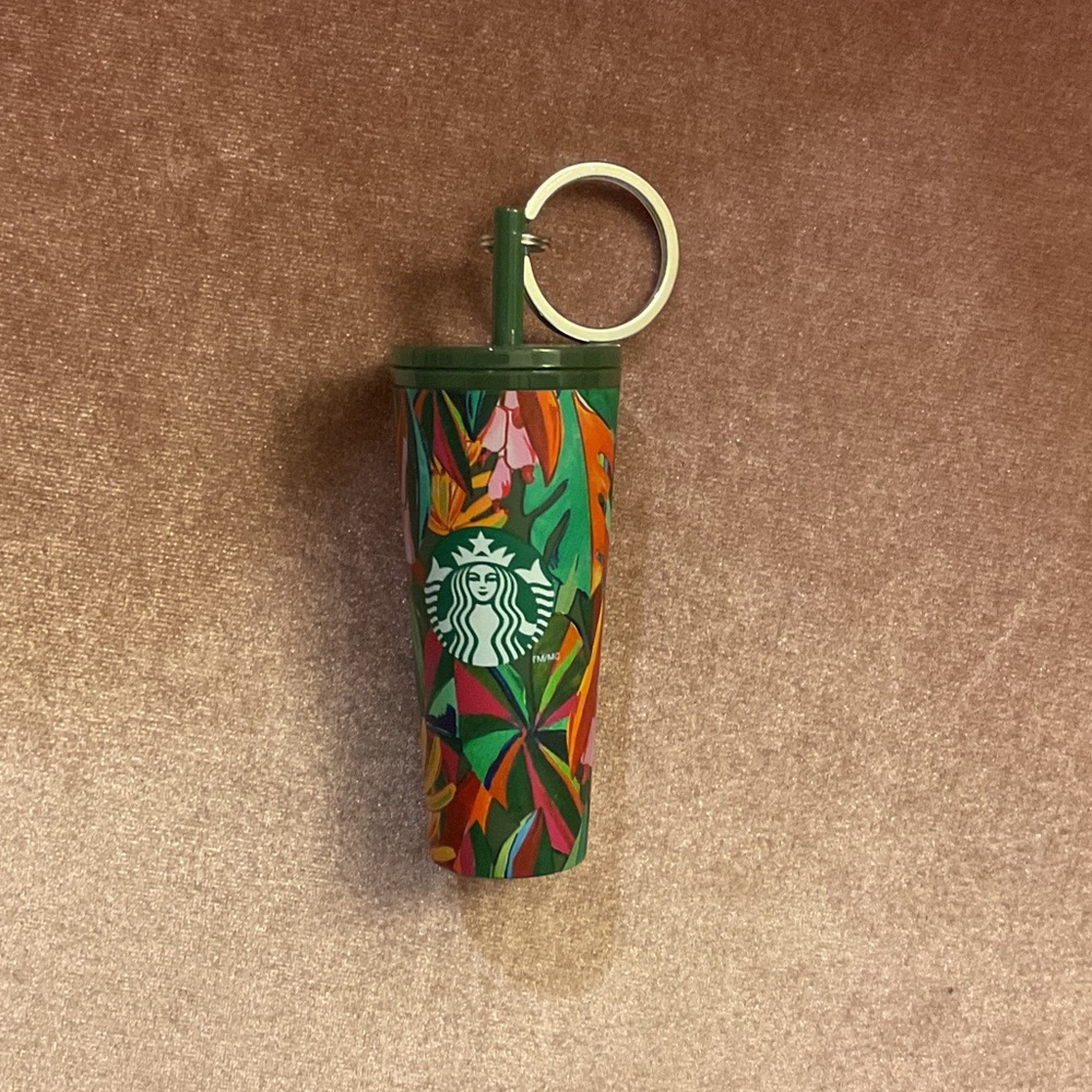 Starbucks Green Tropical Leaf Keychain Tumbler